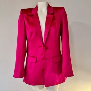 AQUA - Women's Satin Single Breasted Blazer, Pink, Small